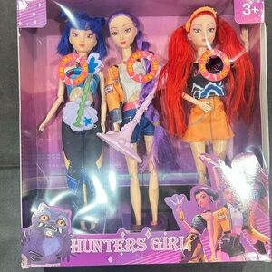 KPOP Demon Hunters Singing Girl Fashion Dolls Set - Purple, Blue, and Orange